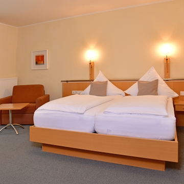 Innenansicht eines der Hotelzimmer des Hauses Haulingbusch.